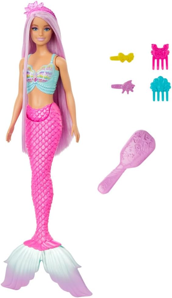 Barbie Long Hair Gorgeous Mermaid 17cm long colorful hair mermaid Accessories suitable for hair styling games with Barbie HRR00