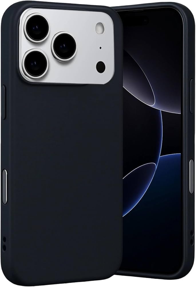 GGM ACCESSORY Launch Silicone Case Black with Non-Velvet Matte Structure Inside Compatible with iPhone 17 Pro Max