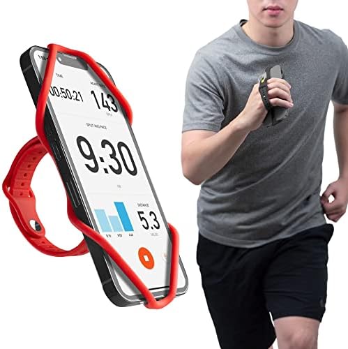 BONE Run Tie Handheld 2, Running Cell Phone Holder, 2-in-1 HandheldWristband Design, Adjustable & Skin-Friendly Silicone Strap for Workout, Universal Sport Phone Carrier for Most Smartphone Red