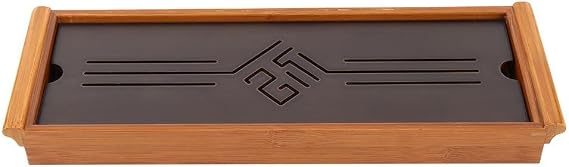 Tea Tray Drainage Type Cup Plate Traditional Chinese Serving Tray Kung Fu Tea Accessory 14.96 x 5.28 x 1.49inch