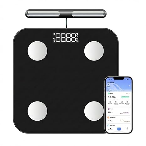 The Body Smart Scale: 8-Electrode Digital Scale with 40+ Measurements for Weight, Fat, BMI, Muscle Mass - Full Body Composition, 400 lbs Limit, 4xAAA Batteries Included