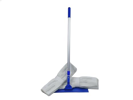 Flat Mop Combo Includes ZeroGravity 38" extends to 64" Aluminum Handle, ZeroGravity Mop Head Frame, 2 Bundles of 20 Laundry-Free Premira II Microfiber 5" x 19" Pad