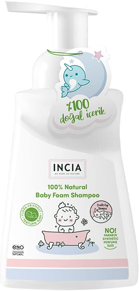 INCIA 100% Natural Organic Certified Baby Foam Shampoo Hair Body Lavender Host Preventive Newborn 200 ml