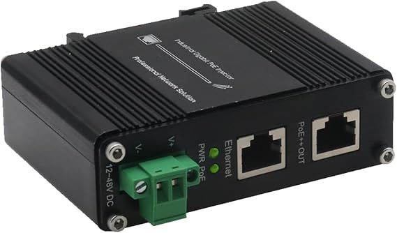 Industrial Gigabit 95W PoE++ Injector, 12-48VDC, DIN-Rail