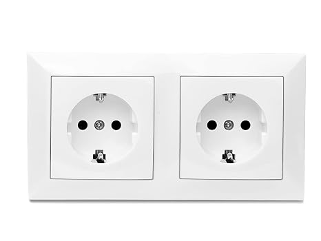 Double Socket, Wall Plug, Double Socket, White, Surface Mount, 10AX,16A,250V, 2 Sockets