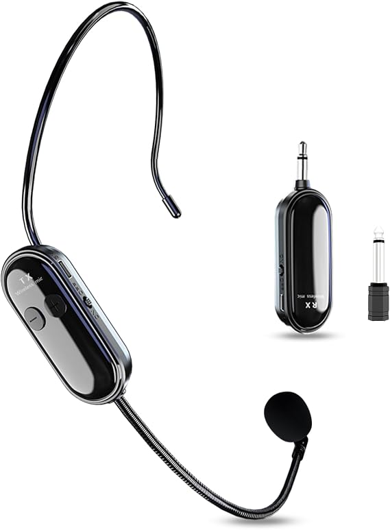 Recbot 2.4G Wireless Microphone Headset with USB Type-C power Supply,Head mic,wireless headset with microphone, 30m Range Transmission for teaching,live webcast,distance meeting