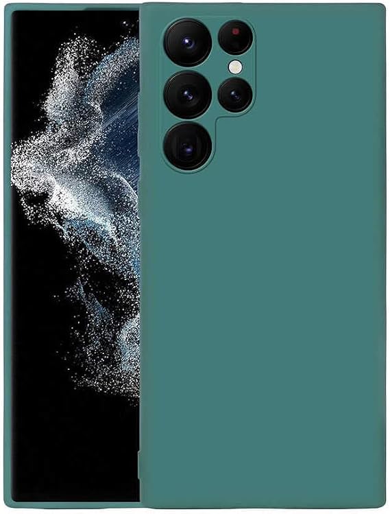 Coverzone Samsung Galaxy S22 Ultra İle Uyumlu Kılıf Z-Mara Lansman Vieri Tam Koruma Arka Kapak Kamera Koruma Çıkıntılı Pürüzsüz Yüzey Koyu Yeşil