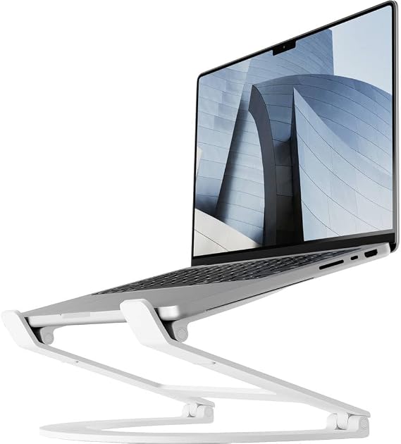 Twelve South Curve Flex | Ergonomic Height & Angle Adjustable Aluminum Laptop/MacBook Stand/Riser, fits 10"-17"