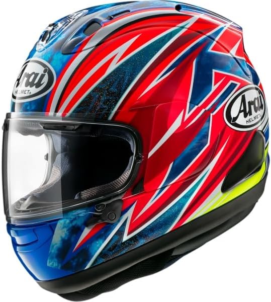 Arai Corsair-X Ogura Unisex-Adult Street Motorcycle Helmet - Red/Blue/Hi-Viz Yellow / Medium