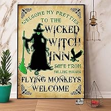 New Metal Aluminium Sign Witch Flying Monkeys Welcome My Pretties Halloween Tin Signs Art Poster Gift Home Cafe Bar Wall Decor Room Door Accessories 8"x12"
