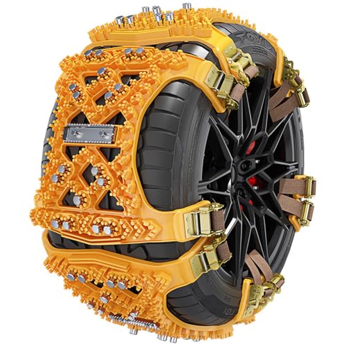 6pcs Car Snow Chains for Renault Xmod IV III II I J9 R9 JZ JM JA 2000-2024 Anti-Skid Protect Portable Tire Chains Universal Emergency Traction Snow Tyre Chains,Yellow