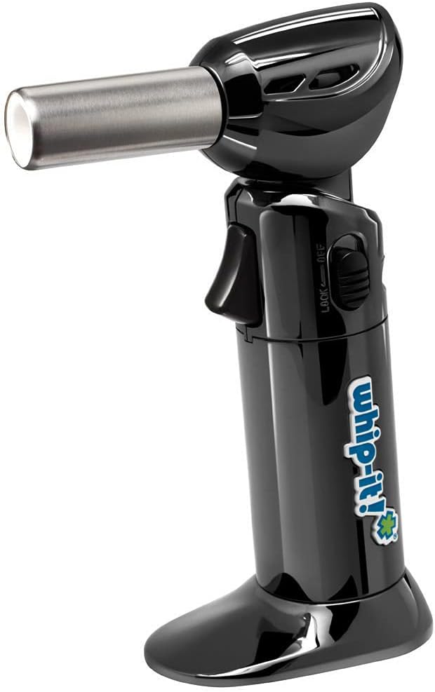 Whip-It! Flex Rotating 3 Angles Chef Culinary Cooking Torch Unique Nozzle Piezoelectric Butane Torch, Black Chrome