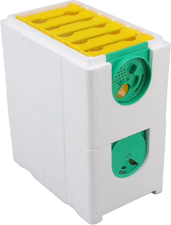 CHICIRIS Queen Bee Breeding Box, Double Layer Bee Queen Mating Bee Rearing Nuc Box for Beekeeping Supplies, 11.4 x 9.4 x 5.9in