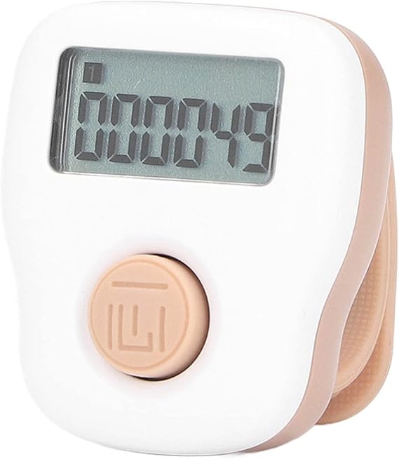 Electronic Ring Counter, Rechargeable 6 Channel Finger Tally Clicker with Lock Screen Luminous Display for Crochet Prayer White Silicone Single
