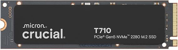Crucial T710 PCIe Gen5 NVMe 1TB SSD, Up to 14,900 MB/s, Laptop & Desktop Compatible (PC), for Creatives and Hardcore Gamers, Solid State Drive CT1000T710SSD8