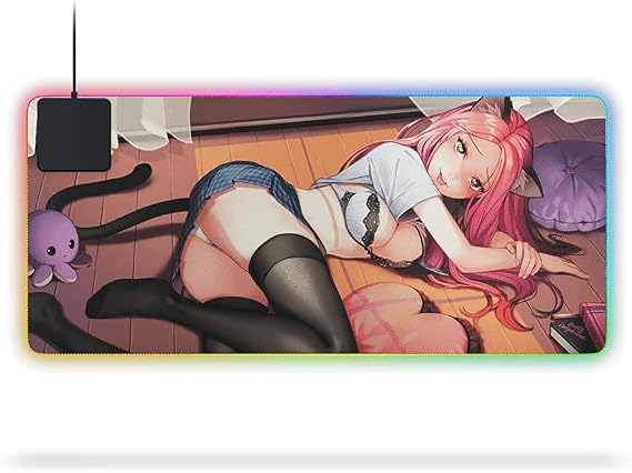 Ghost P1 Belle Edition - XL Mouse Mat - Gaming Mouse Pad with Stitched Edges - RGB XL Mouse Pad with Micro-Weave Cloth - Gaming Mouse Mat 10Watt Qi Wireless Charger - 36x16 inches