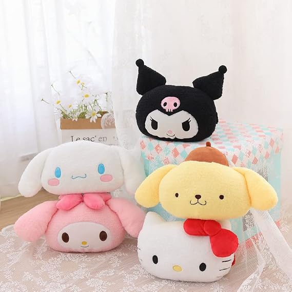 Kawaii Cinnamoroll Sanrio Plush Toy My Melody Plushie Cat Kuromi Pillow Cute Sanrio Car Accessories Seat Headrest Neck Cushion