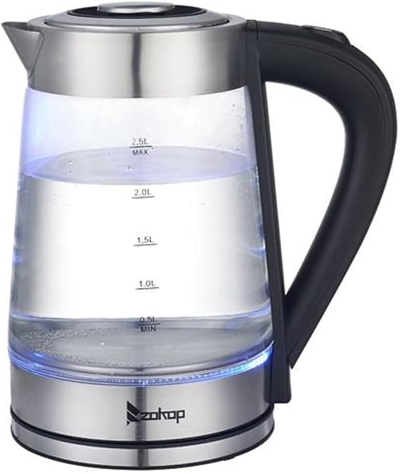 Glass Hot Water Kettle,Electric Kettle with Blue Glas,Electric Glass Kettle and Tea Maker with Temperature Controls 110V 1200W 2.5L Blue Glass Electric Kettle with Filter