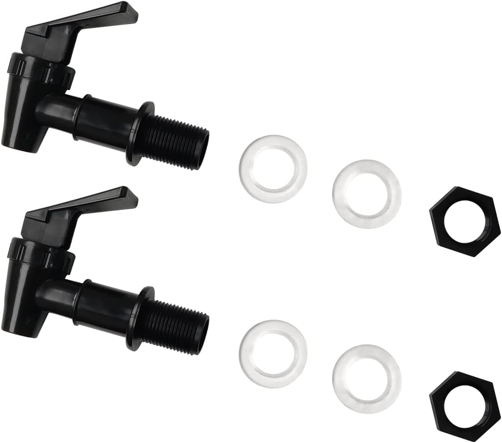 2 Pcs Reusable Cooler Faucet, Spigot Spout Beverage Lever Pour Dispenser Valve, BPA Free Plastic Water Tap Black