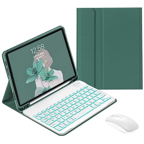 Backlit Keyboard Case for Galaxy Tab S6 10.5 2019 Model SM-T860T865T867, [Supports S Pen Charging] Slim Lightweight Stand Cover with Magnetically Detachable Bluetooth Keyboard, DrakGreen