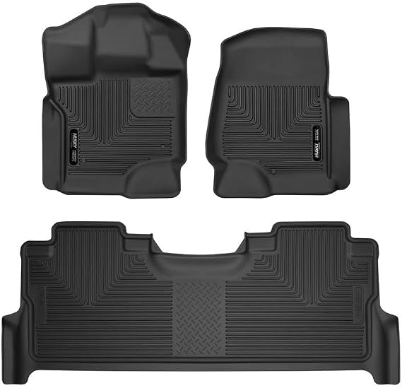 Husky Liners X-act Contour Floor Mats | Fits 2017-2026 Ford F-250-350-450 SD, Crew Cab w/Carpet Flooring & Fold Storage | Front & 2nd Row, 3-pc Black - 53388