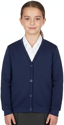 Girls Club Scouts School Uniform Burshed Fleece V Neck Cardigan Cardi Sweatshirt Age 3-14 Years