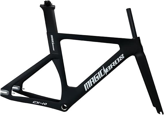 700C Fixed Gear Bike Frameset 49cm 51cm 54cm 57cm Carbon Fiber Track Bike Frame Windbreaker Frames Quick Release Frame F9x100mm R9x120mm QR(Black White,49cm)