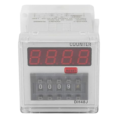 DH48J 5A 220VAC Digital Counter Relay LED Display 1-999900 8-Pin Widely Applied to Remote Control, Communication, Automatic Control