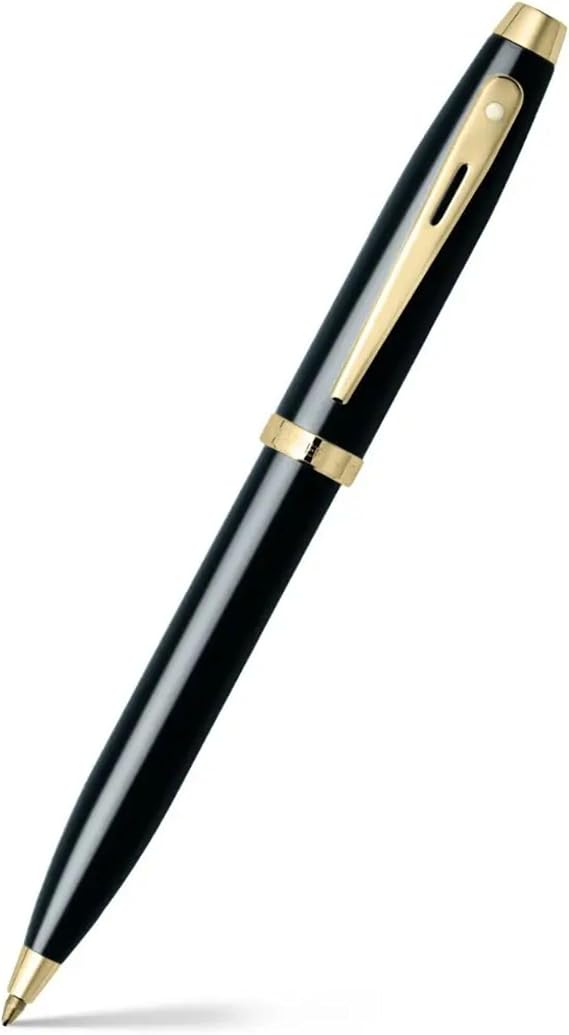 Sheaffer 100 Glossy Black Lacquer Ballpoint Pen with Gold Tone Appointments