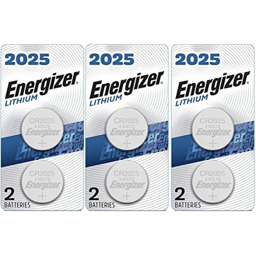Energizer CR2025 Batteries, 3V Lithium Coin Cell 2025 Watch Battery, 6 Count