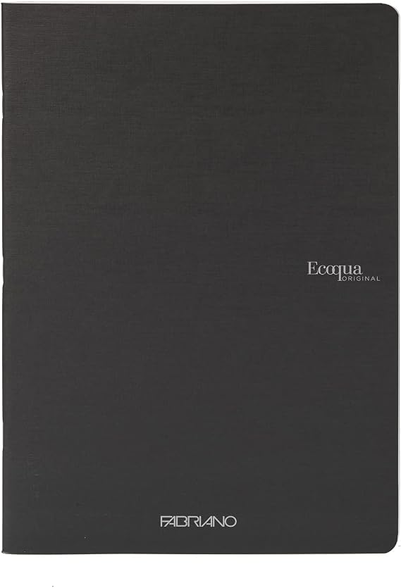 Fabriano EcoQua 5.8" x 8.3"/ A5 Original Staple-Bound Notebook, 40 Dotted Sheets, Black Cover