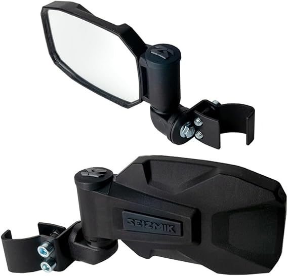 Seizmik Strike UTV Side View Mirror Set for Models with Polaris Pro-Fit and Can-Am Profiled ROPS | ABS | Fits select Polaris, Can Am, John Deere, Bobcat, Textron Models