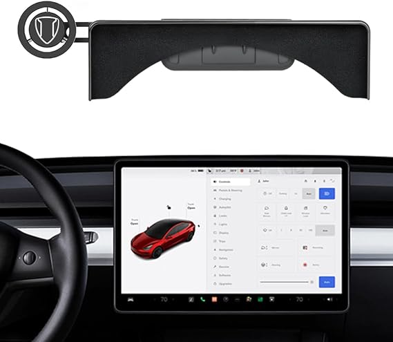 Topfit for Tesla Model 3 Y Monitor Magnetic Phone Mount and Sunglasses case Fixed Clip Safety Car Cell Phone Holder Stand for Tesla Accessories 2017-2024