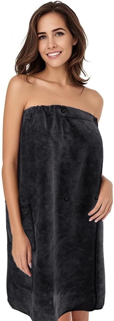 SINLAND Women's Spa Wrap Microfiber Bath Body Wrap, Black, 32"x60"
