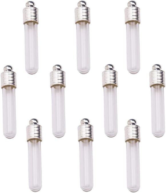 10pcs Name on Rice Glass Vial Pendant, 6mm Neck Width, Wish Bottle Charm Locket (Tube)
