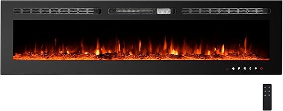 IDEALHOUSE 50" Smart WiFi Electric Fireplace Wall Mounted Heater 750/1500W