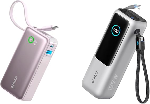 Anker Nano 10,000mAh Portable Charger with USB-C Cable, 30W Output for iPhone, MacBook, Galaxy Zolo 25,000mAh Power Bank, 165W with USB-C and Retractable Cable