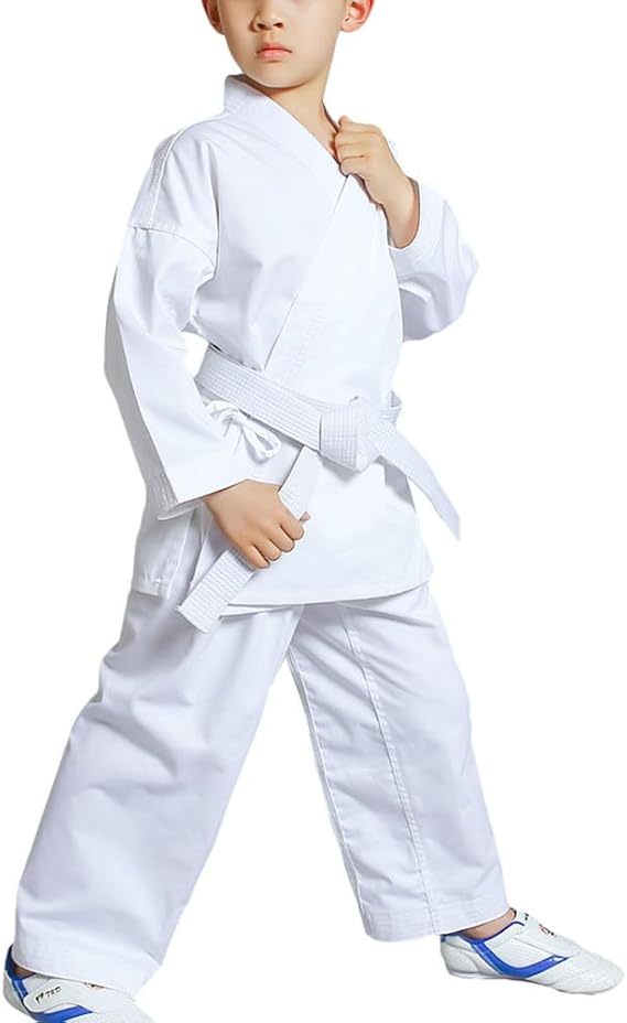 Kids Karate Uniform Student Gi Martial Arts Training Sports Outfits with White Free Belt