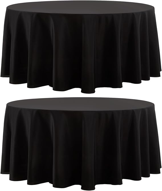 2 Pack Black Round Tablecloths 90 Inch for Dining Tables