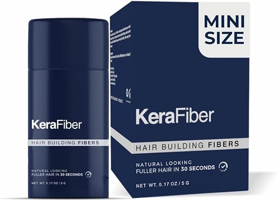 KeraFiber Professional Dark Brown Hair Fibres - Natural Keratin for Men & Women, Full Head Coverage in 30 Secs (5g/0.17oz) - Travel Pack