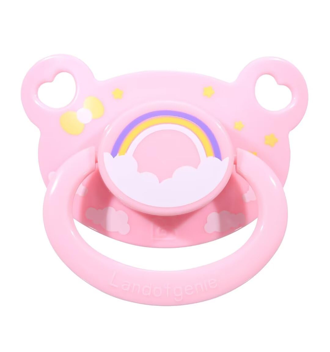Landofgenie Adult Sized Pacifier Large Handle Large Shield Cute Print Paci Black