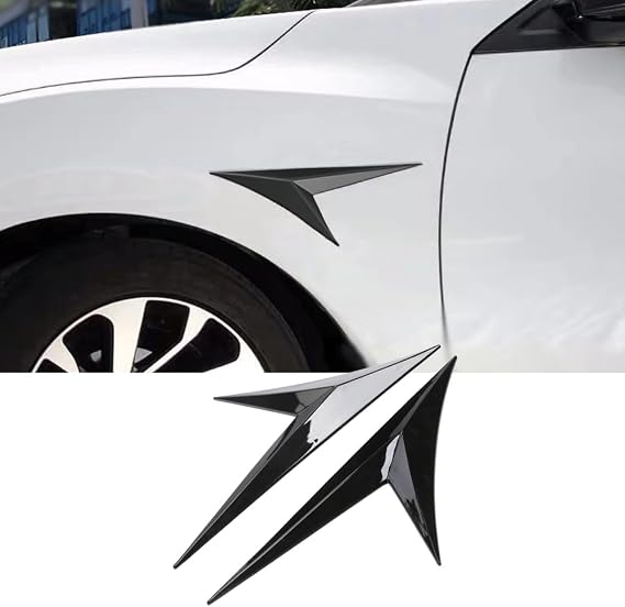 2PCS Car Fender Side Vents, Universal Spoiler Body Decoration Cover, ABS Fender Decorative Stickers Decorative Air Flow Intake Hole Grille Auto Exterior Accessories (Leaf,Black)