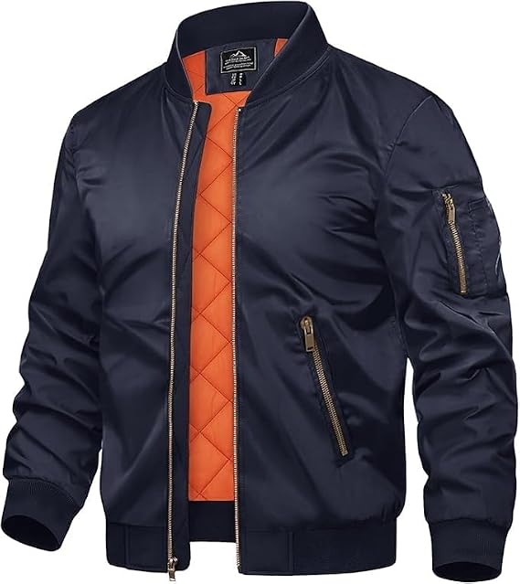 TACVASEN Men's Bomber Jacket Smart Casual Warm Quilted Lined Winter Coat