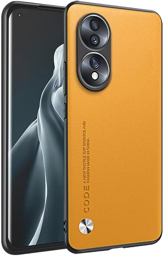 HONLEN Case for Honor 70 5G (6.67 Inches) Business Phone Case Leather Back Cover Yellow