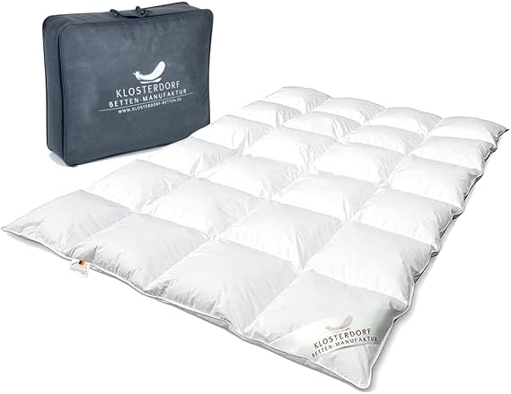 Klosterdorf Bettenmanufaktur Premium Winter Duvet - Gracil - 155 x 200 cm - 920 g - Warm - Down Duvet - Handmade in Germany - For a Healthy Sleep
