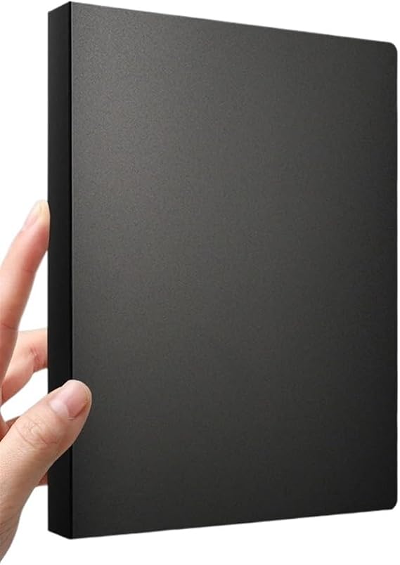 Files Folder PP Folder Perforated A4 4-Hole D-Type Clip Clip Blue Transparent Binder Folder a4 Folder Files Organizer(Black)