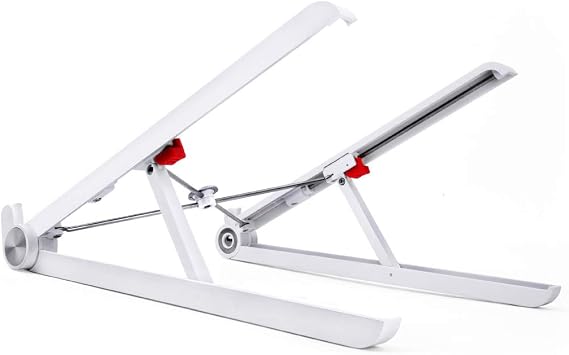 AKT Foldable Laptop Stand Lifting Portable Notebook PC Computer Cooling Base for Macbook Pro, White