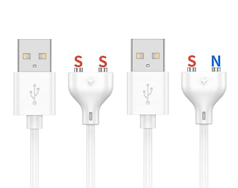 Magnetic USB DC Charger Cable,2 Pack(1 Single Polarity &1 Double Polarity) Replacement Charging Cord, 2Pins 31.4Inch 7MM/10MM Charger for Toys,Cleansor (1+1 10mm/0.39Inch)