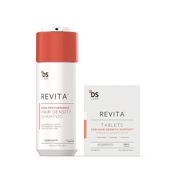 DS Labs Revita Sampoo & Tablets Bundle - Revita Revitalizing Shampoo (205 mL) & Revita Hair Support Tablets (30 Count) - For Fuller Looking, Healthier Looking Hair & Scalp Wellness