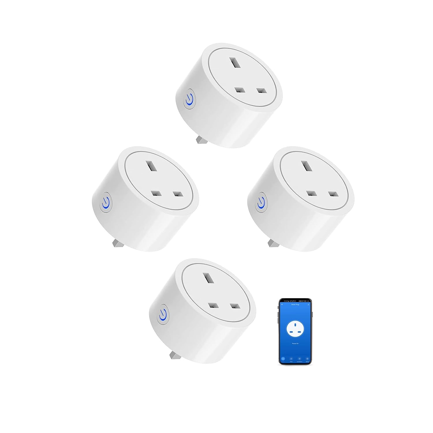 XENON Zigbee Smart Plug, Zigbee Socket, Smart Socket, Wireless Timer Sockett, Alexa Plug, Compatible with Home Assistant, Philipss Hue, Google 4 Packs
